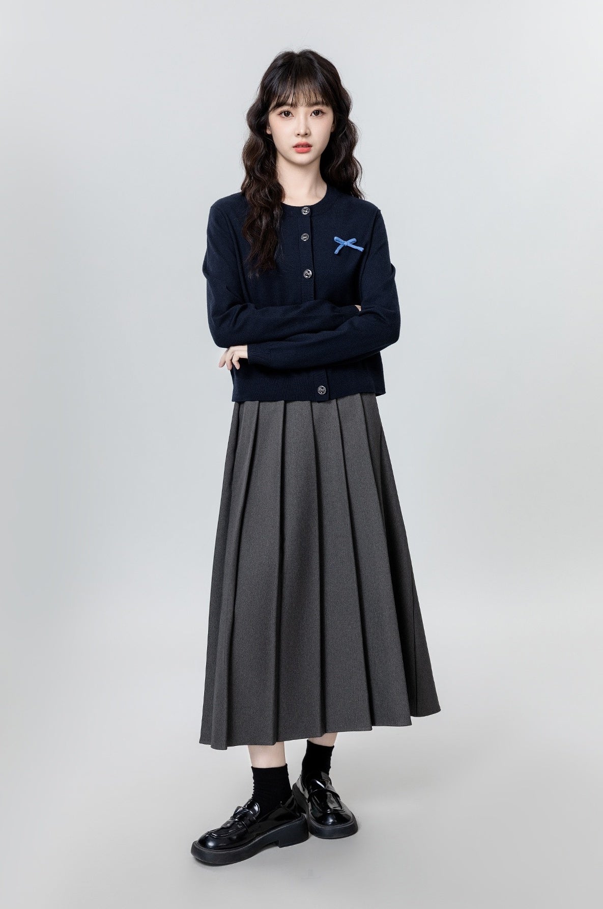 Vintage Navy Knitted Cardigan Sweater