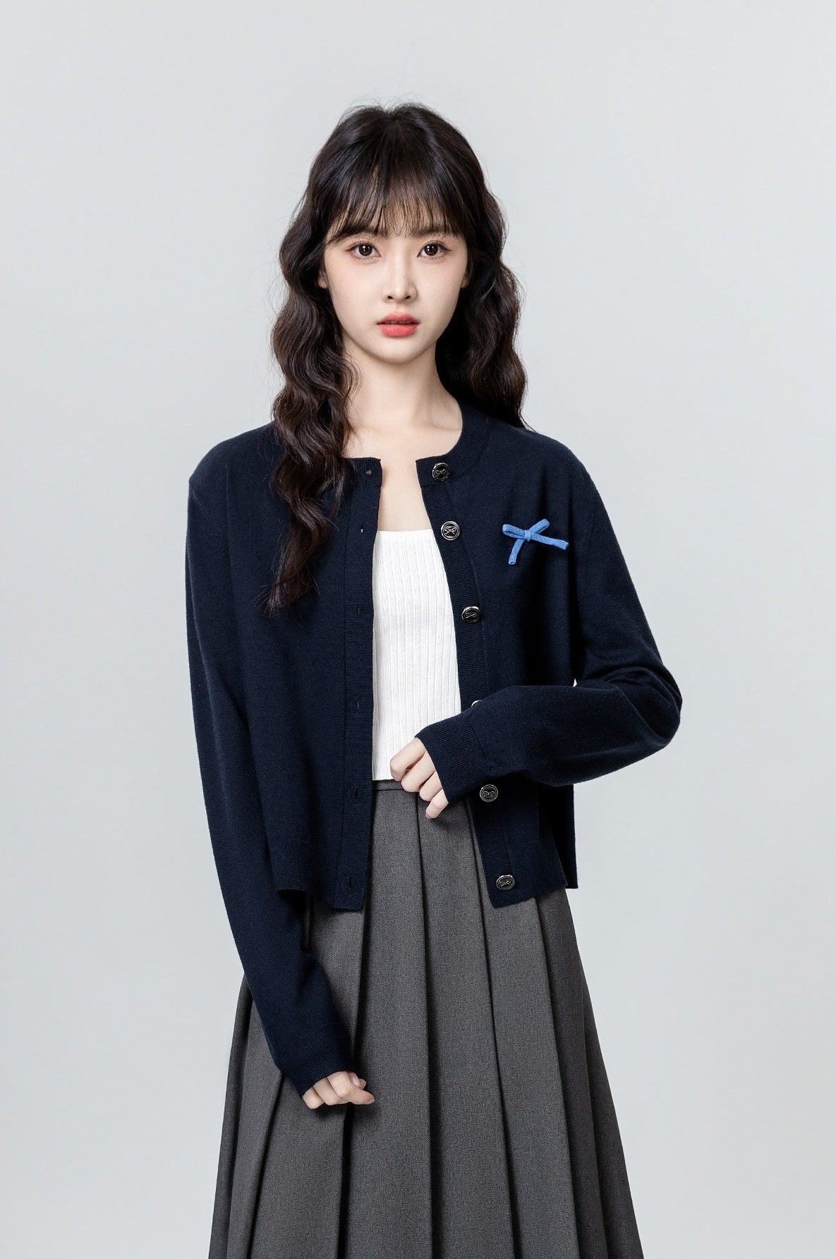 Vintage Navy Knitted Cardigan Sweater