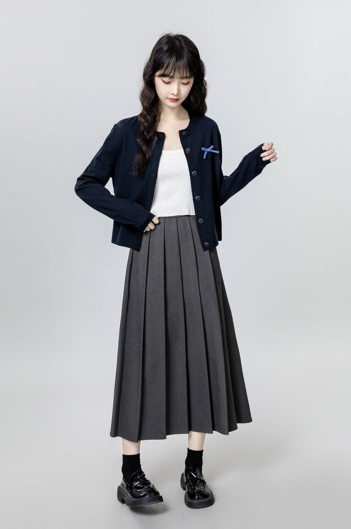 Vintage Navy Knitted Cardigan Sweater