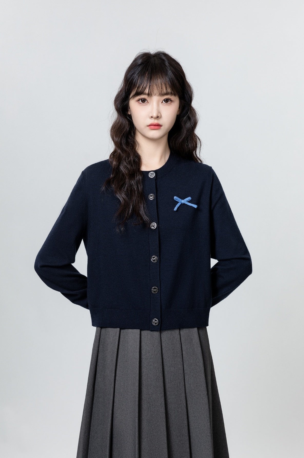 Vintage Navy Knitted Cardigan Sweater
