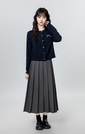 Vintage Navy Knitted Cardigan Sweater