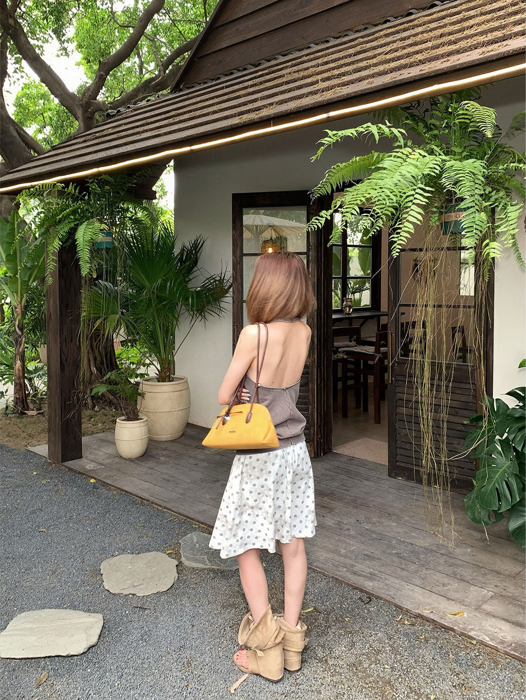 Vintage Number Print Halter Tank Top