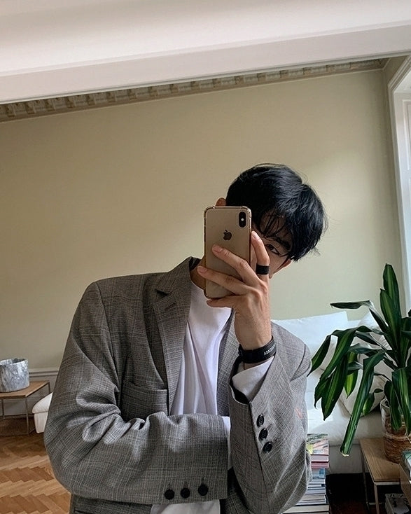 Vintage Plaid Casual Blazer Jacket