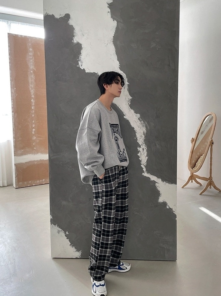Vintage Plaid Casual Jogger Pants