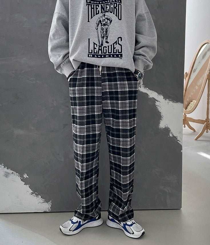 Vintage Plaid Casual Jogger Pants