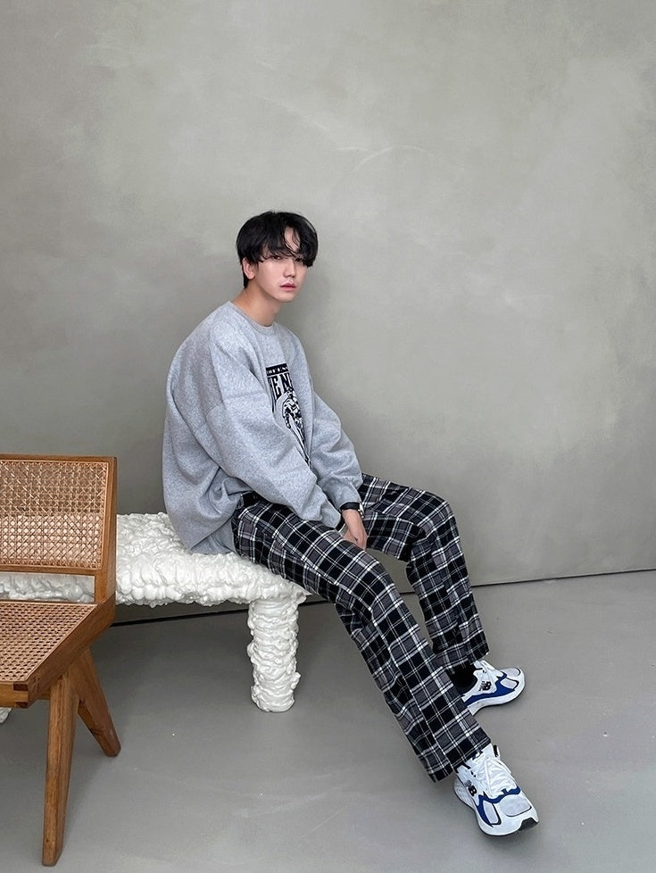 Vintage Plaid Casual Jogger Pants
