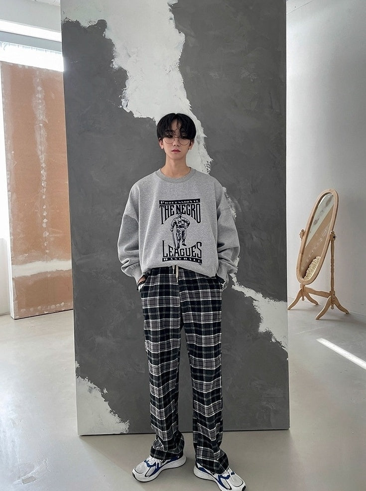 Vintage Plaid Casual Jogger Pants