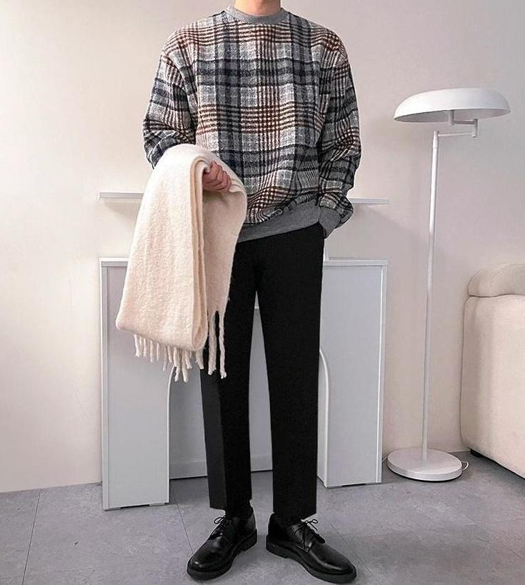 Vintage Plaid Crewneck Sweatshirt
