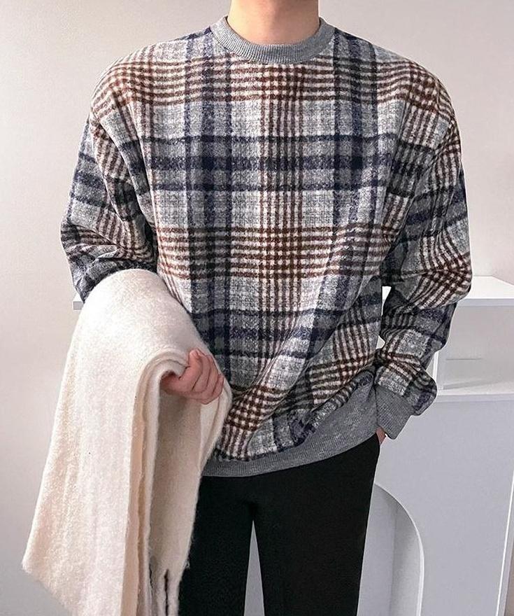 Vintage Plaid Crewneck Sweatshirt