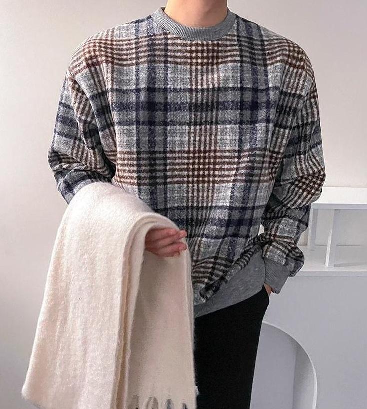 Vintage Plaid Crewneck Sweatshirt