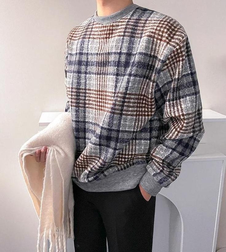 Vintage Plaid Crewneck Sweatshirt