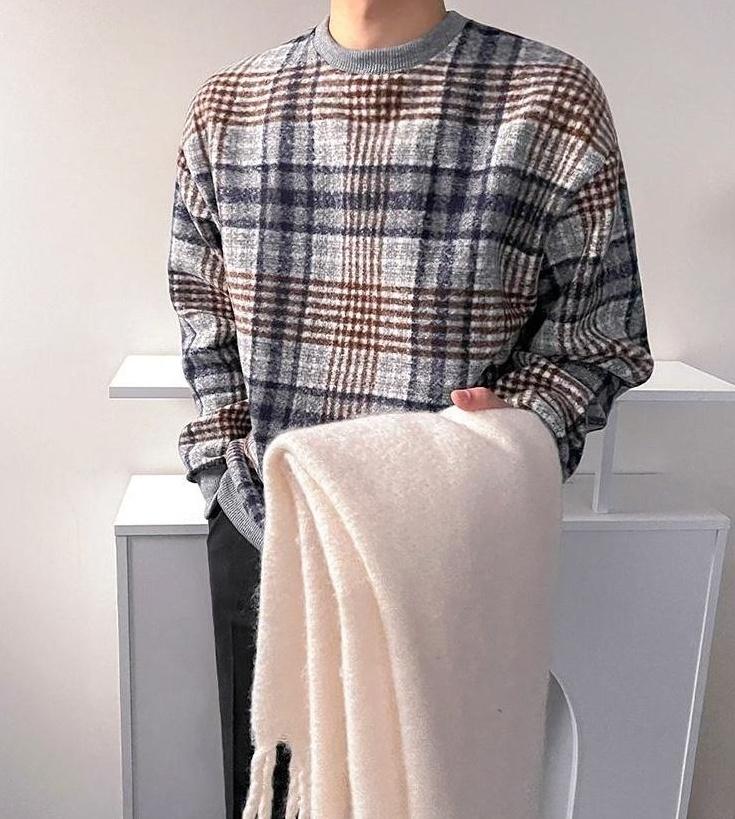 Vintage Plaid Crewneck Sweatshirt