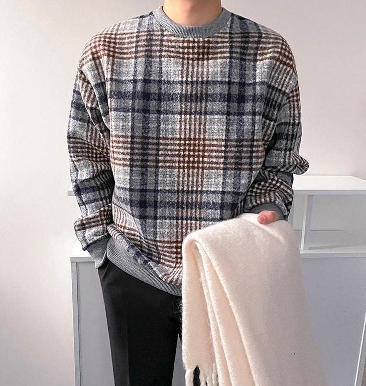 Vintage Plaid Crewneck Sweatshirt