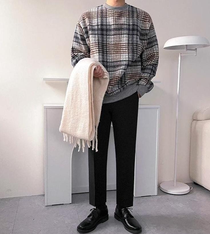 Vintage Plaid Crewneck Sweatshirt