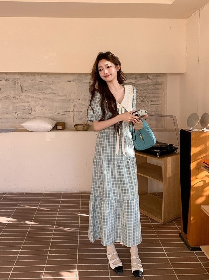 Vintage Plaid Doll Collar Dress Summer Collection