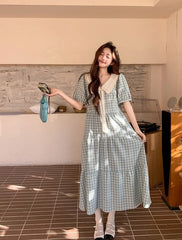 Vintage Plaid Doll Collar Dress Summer Collection