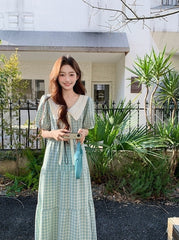 Vintage Plaid Doll Collar Dress Summer Collection