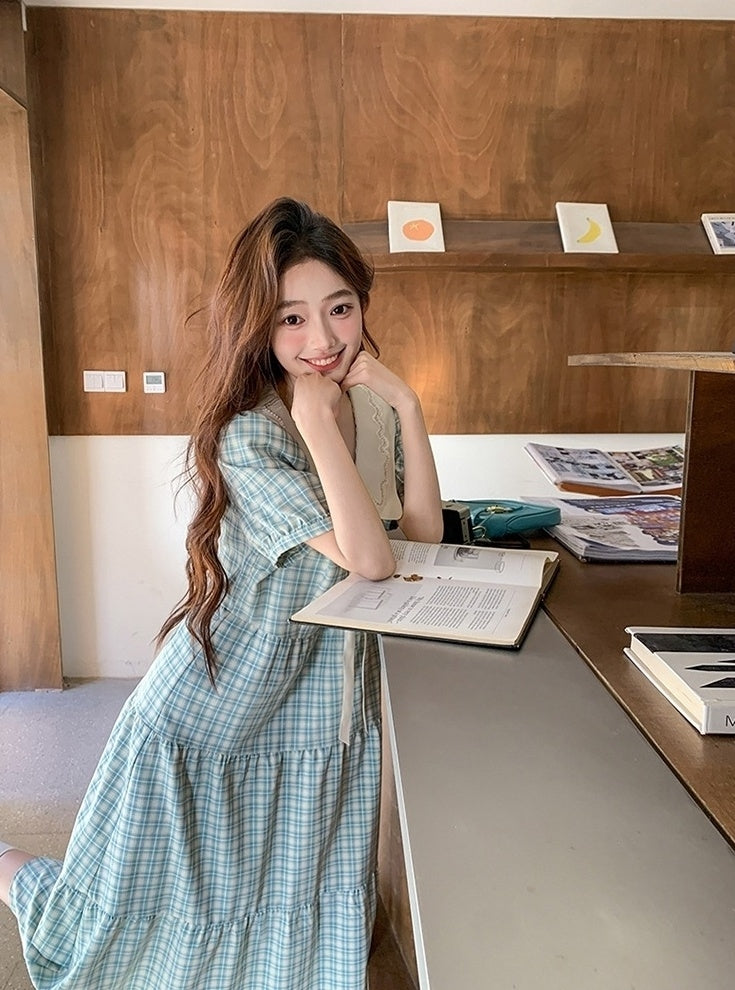 Vintage Plaid Doll Collar Dress Summer Collection