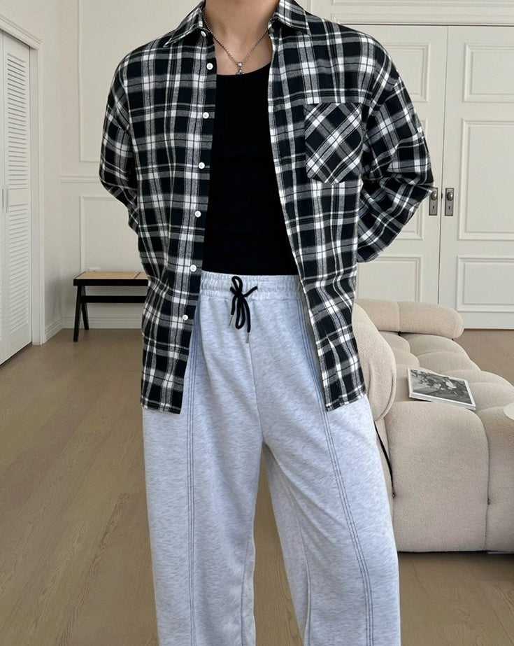 Vintage Plaid Long Sleeve Casual Shirt Jacket