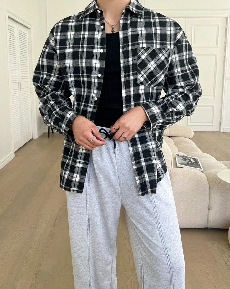 Vintage Plaid Long Sleeve Casual Shirt Jacket