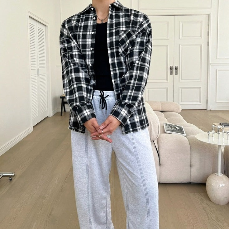 Vintage Plaid Long Sleeve Casual Shirt Jacket