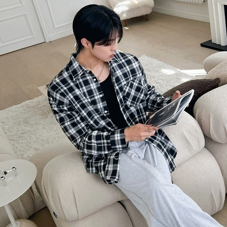 Vintage Plaid Long Sleeve Casual Shirt Jacket