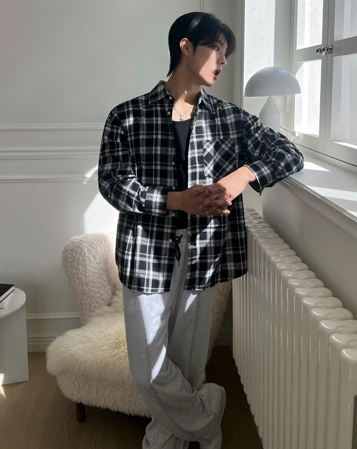 Vintage Plaid Long Sleeve Casual Shirt Jacket