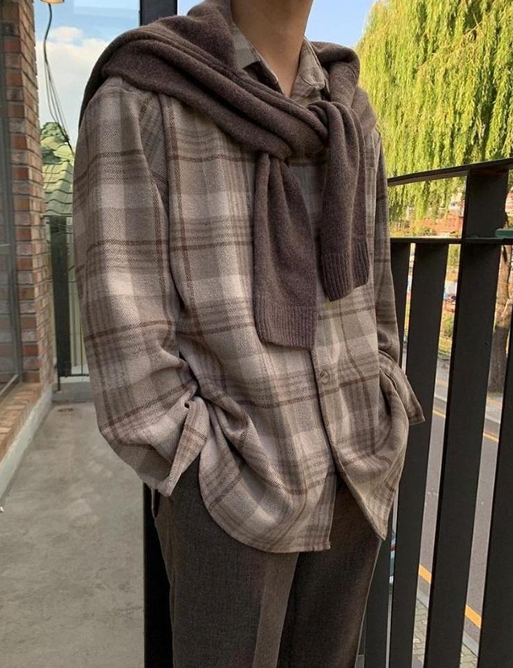 Vintage Plaid Long Sleeve Casual Shirt