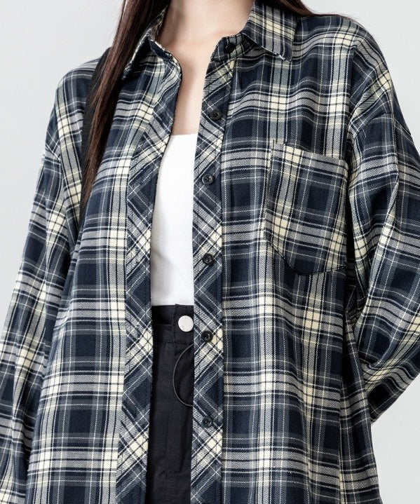 Vintage Plaid Long Sleeve Shirt Jacket