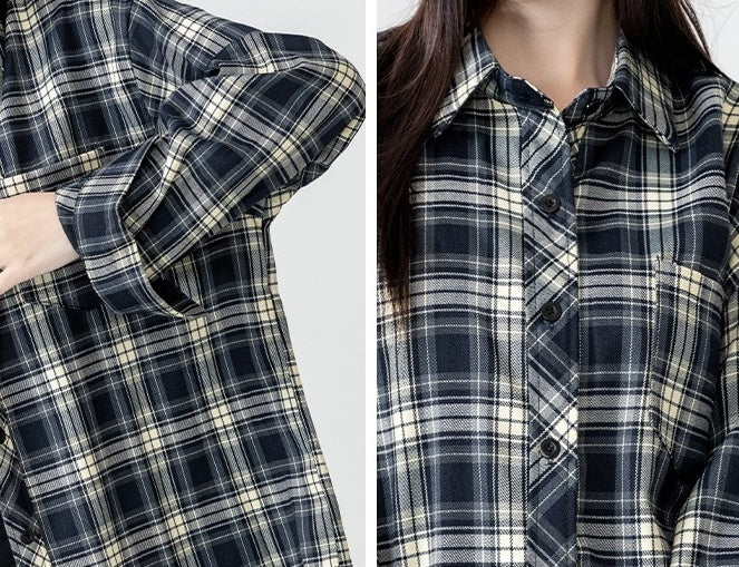 Vintage Plaid Long Sleeve Shirt Jacket