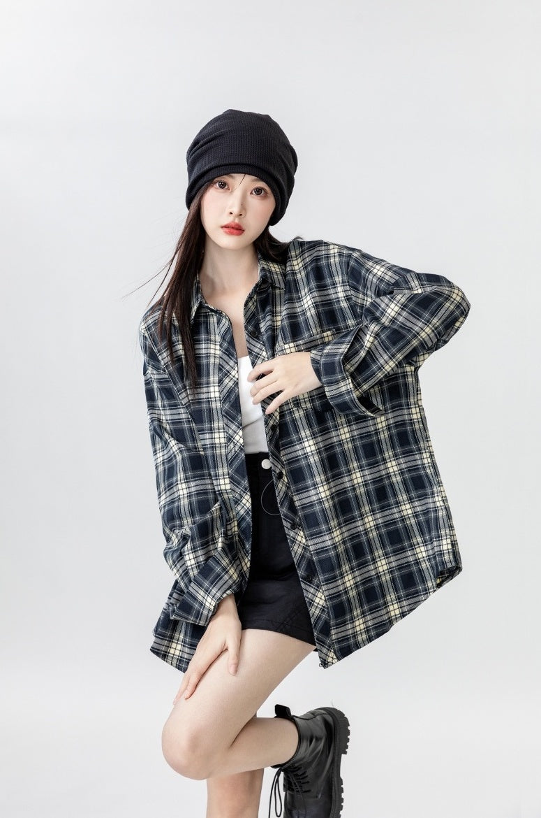 Vintage Plaid Long Sleeve Shirt Jacket