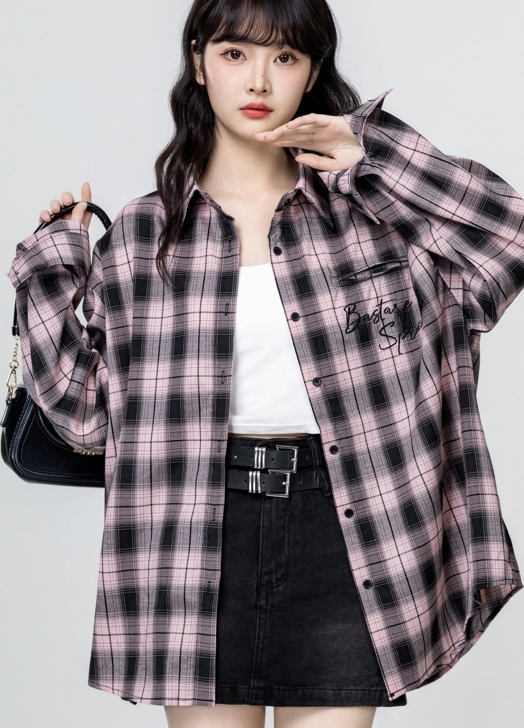 Vintage Plaid Loose Fit Long Sleeve Shirt Jacket