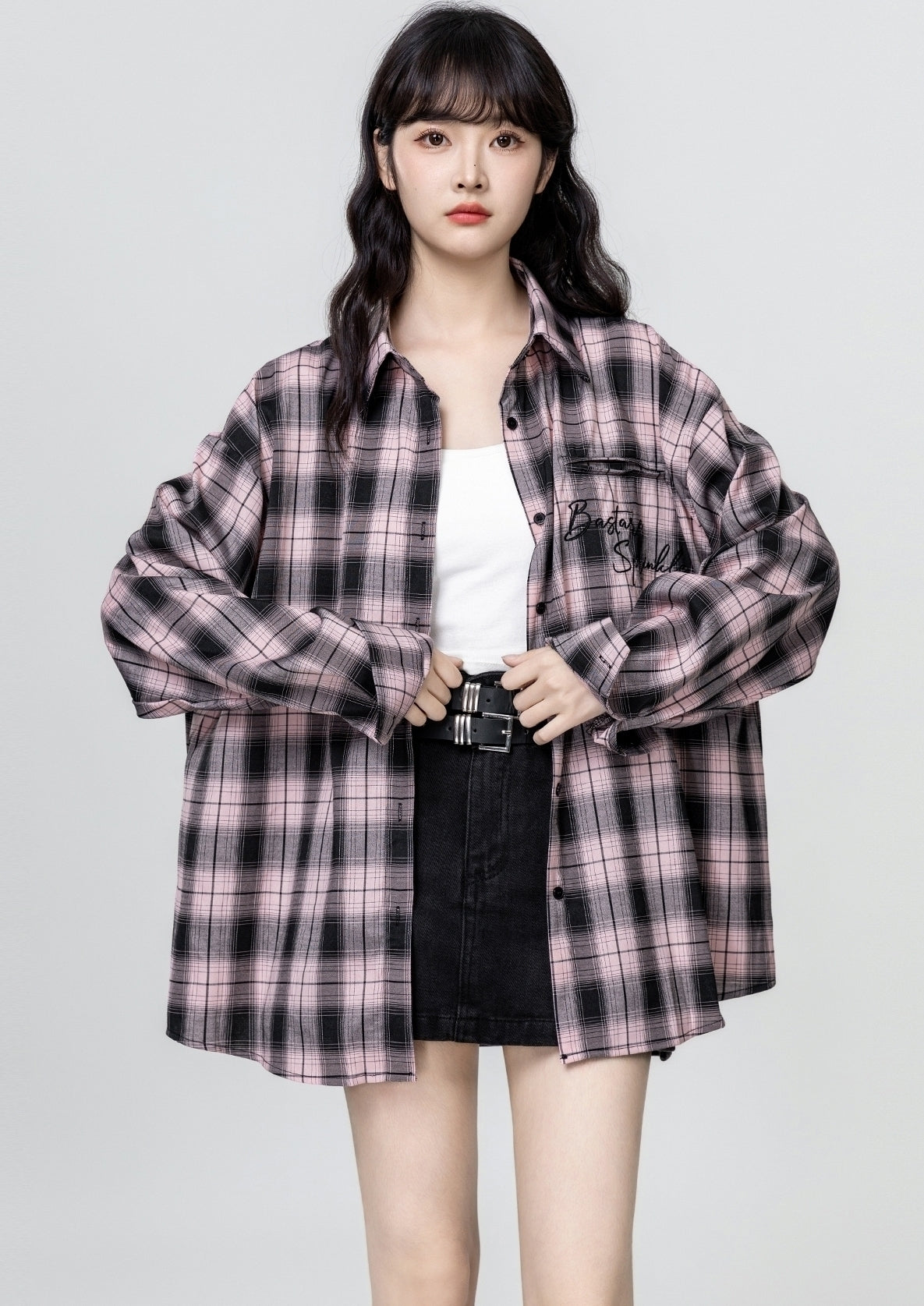 Vintage Plaid Loose Fit Long Sleeve Shirt Jacket