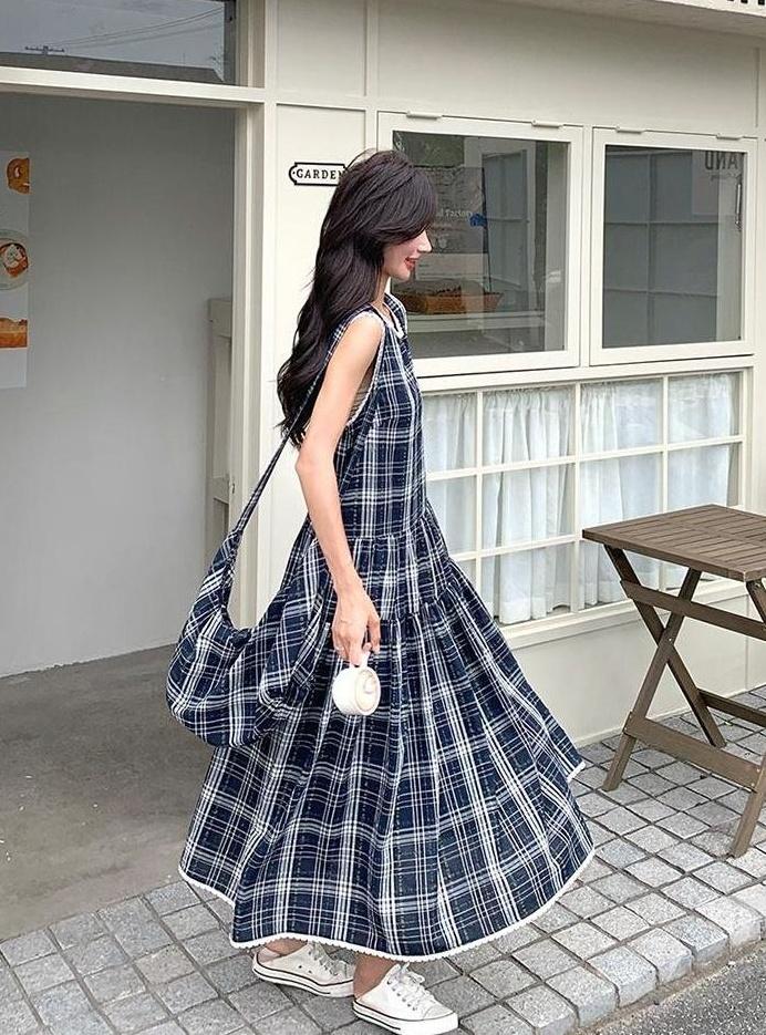 Vintage Plaid Sleeveless Dress