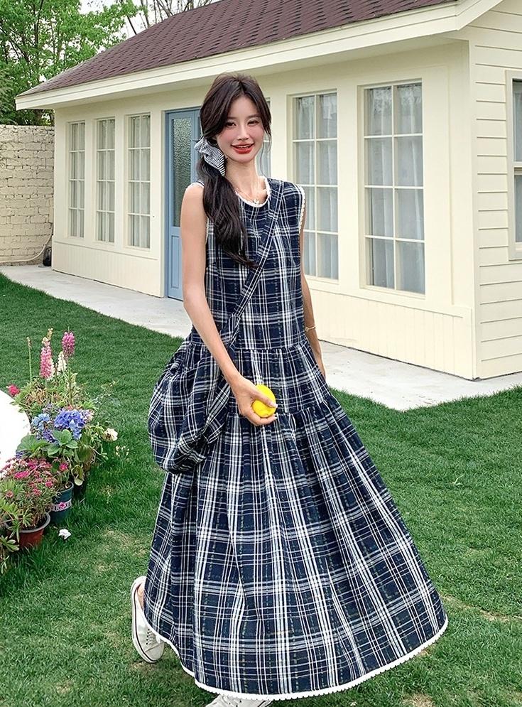 Vintage Plaid Sleeveless Dress