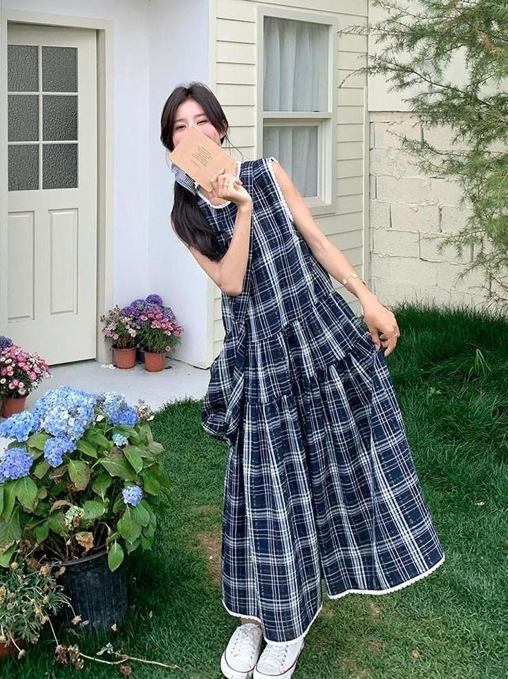 Vintage Plaid Sleeveless Dress