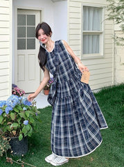 Vintage Plaid Sleeveless Dress