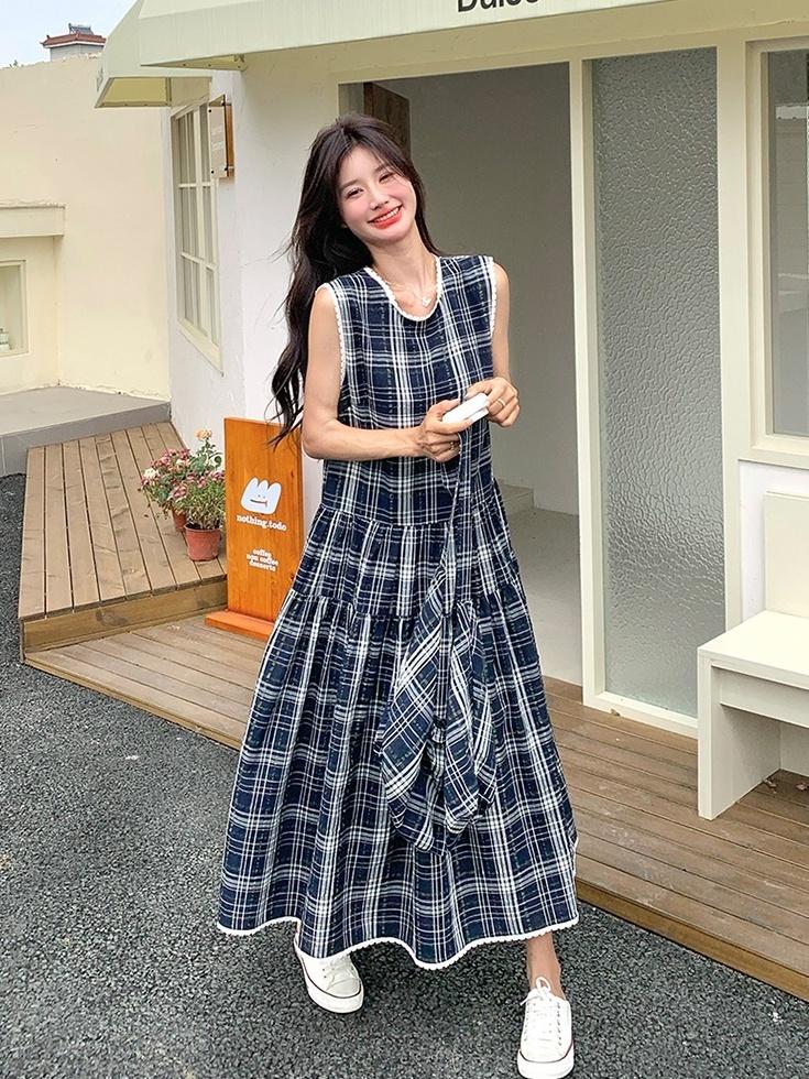 Vintage Plaid Sleeveless Dress