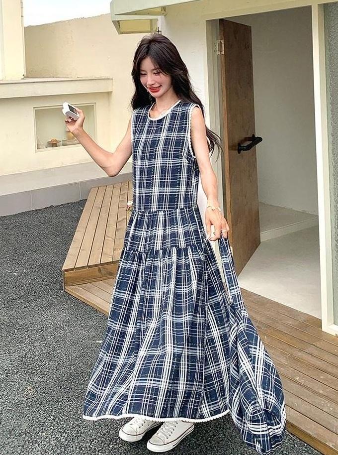 Vintage Plaid Sleeveless Dress
