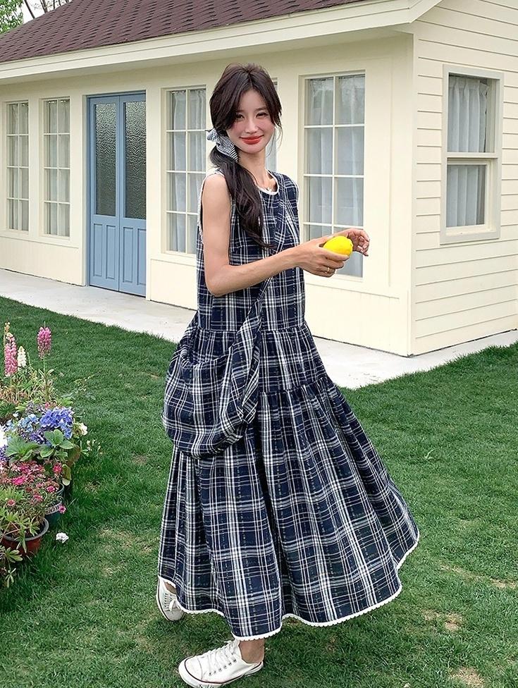 Vintage Plaid Sleeveless Dress