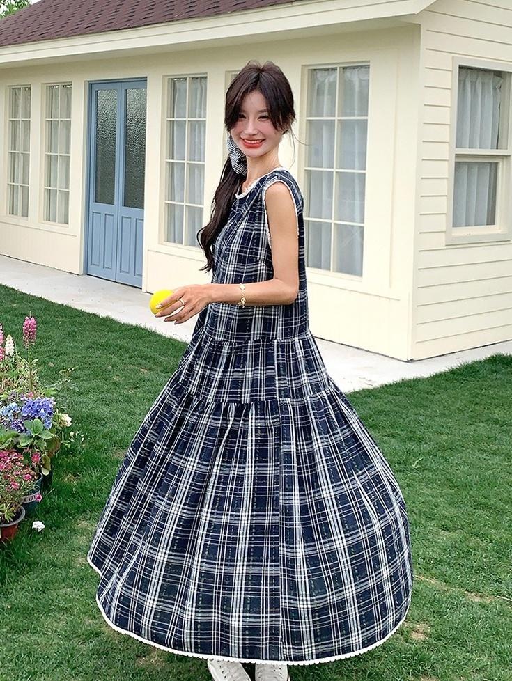 Vintage Plaid Sleeveless Dress
