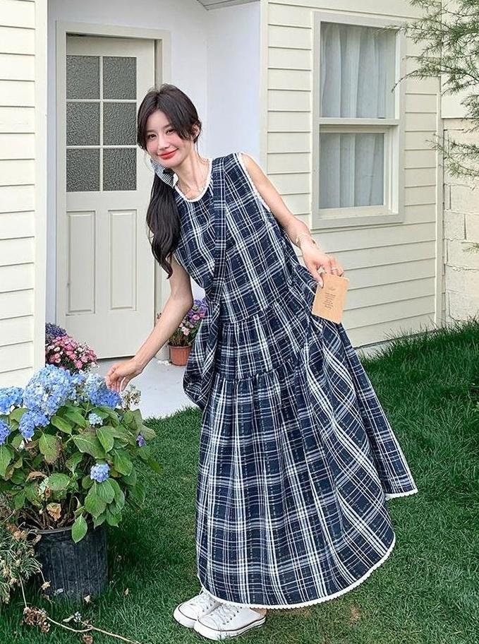 Vintage Plaid Sleeveless Dress