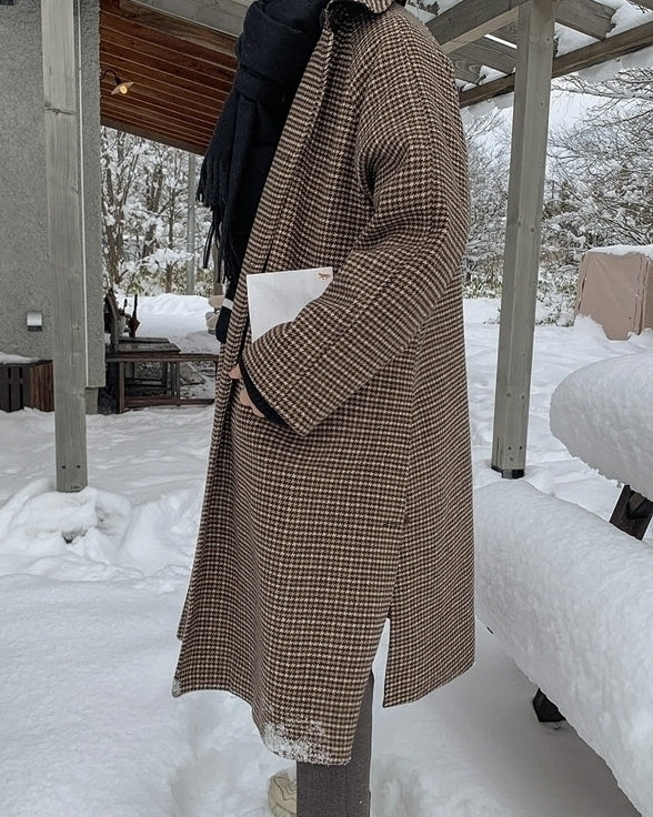 Vintage Plaid Coat Long Relaxed Fit