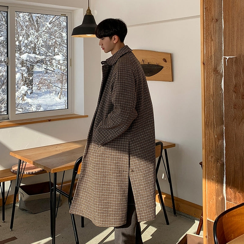 Vintage Plaid Coat Long Relaxed Fit