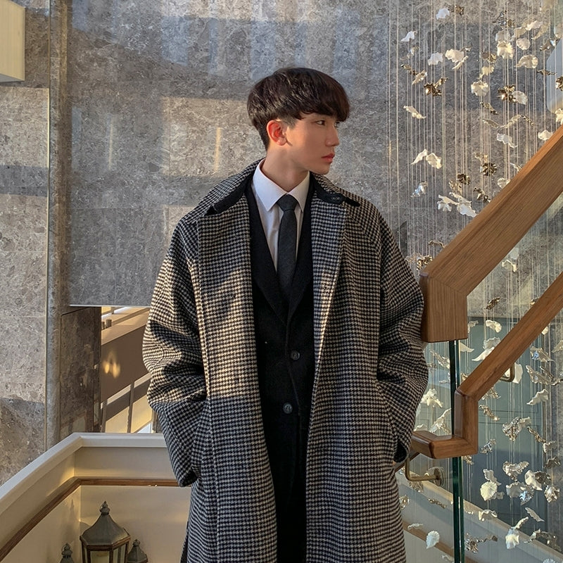 Vintage Plaid Coat Long Relaxed Fit