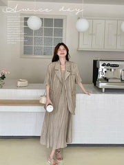Vintage Relaxed Blazer And Dress Set