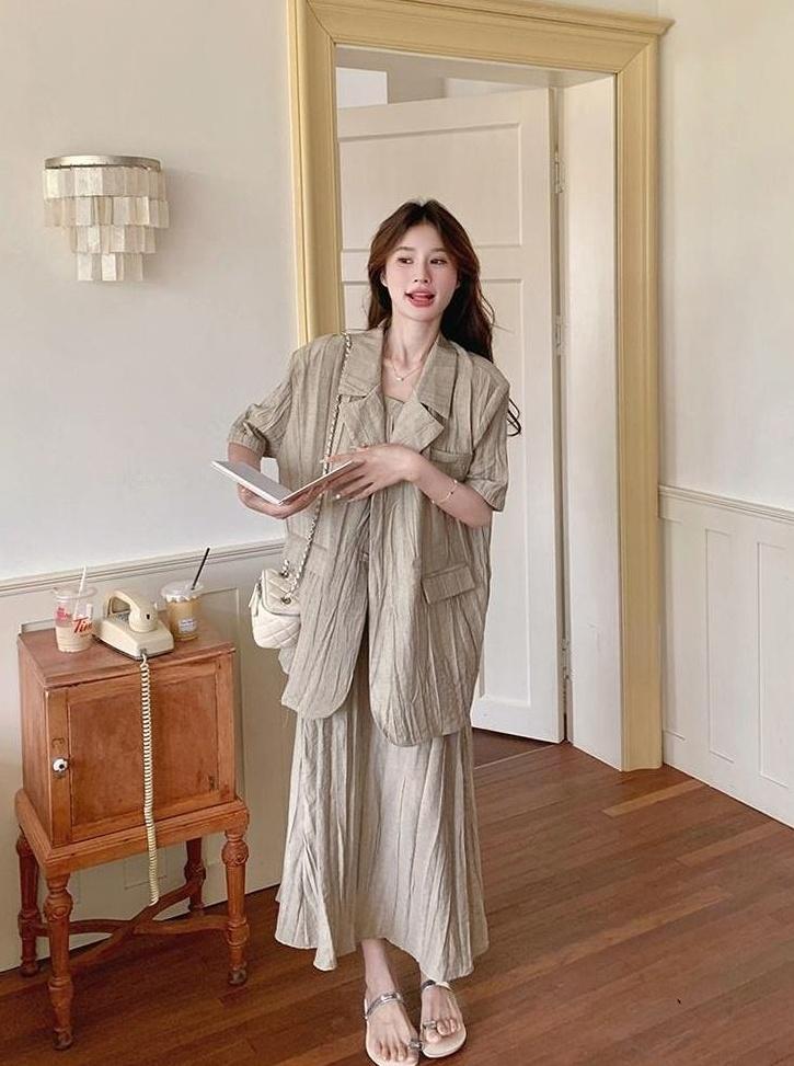 Vintage Relaxed Blazer And Dress Set