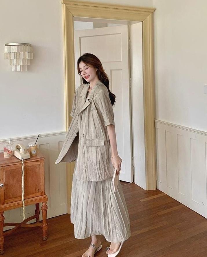 Vintage Relaxed Blazer And Dress Set