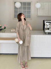 Vintage Relaxed Blazer And Dress Set