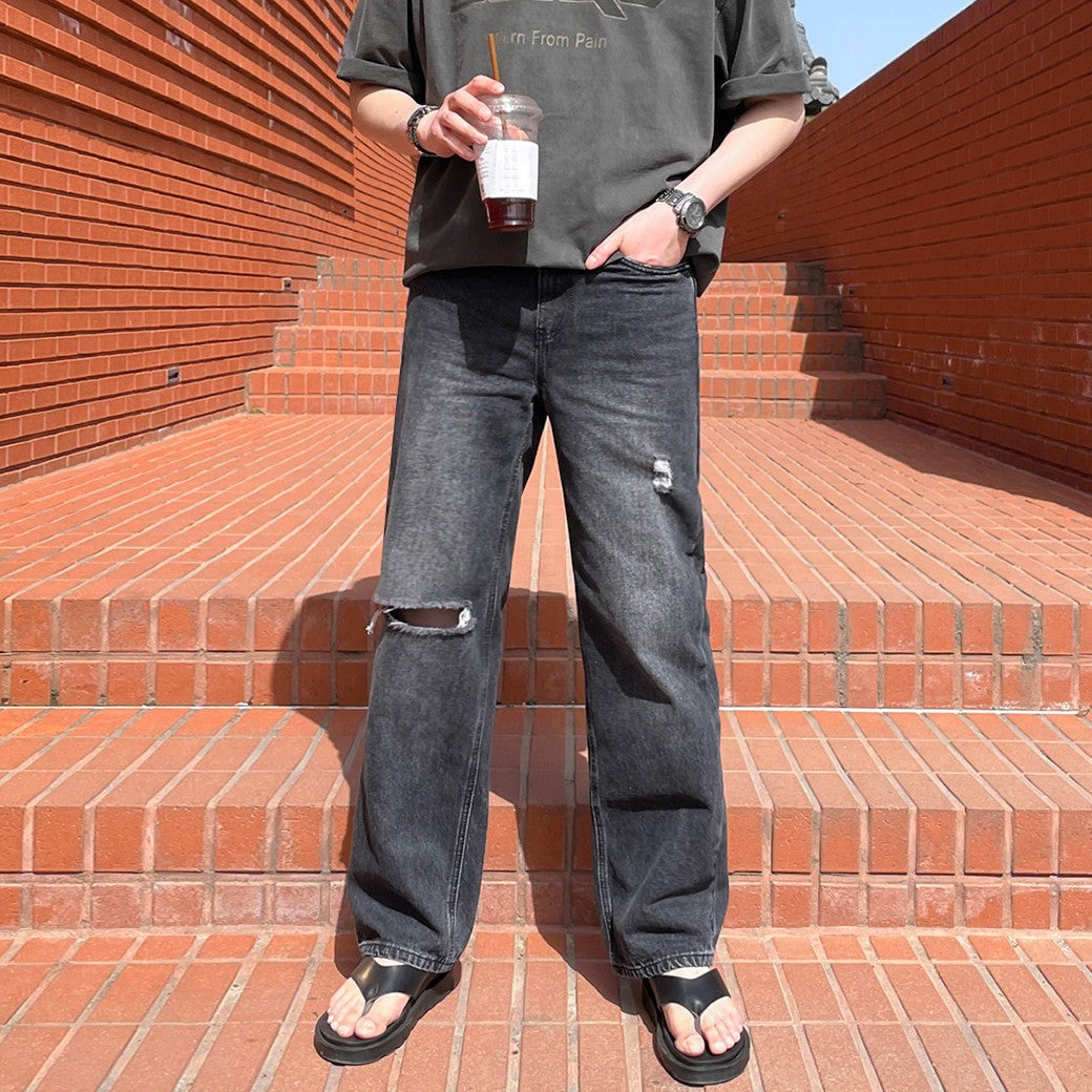 Vintage Relaxed Fit Distressed Denim Jeans